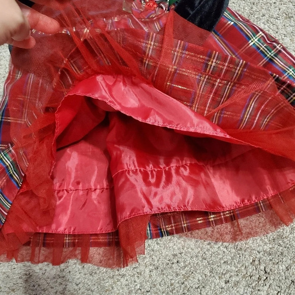 Christmas Holiday Toddler Girl Velvet Plaid Dress 3T - Picture 6 of 6